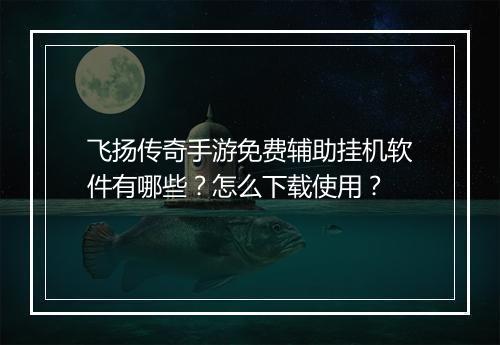 飞扬传奇手游免费辅助挂机软件有哪些？怎么下载使用？