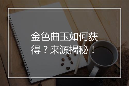 金色曲玉如何获得？来源揭秘！