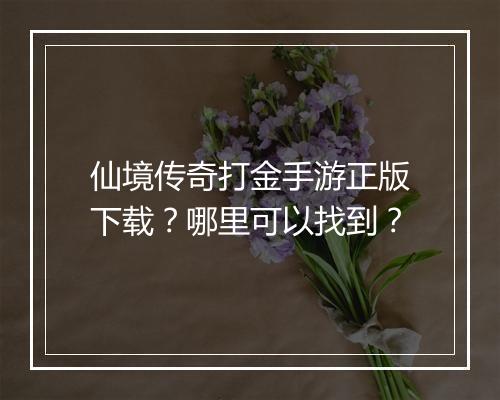 仙境传奇打金手游正版下载？哪里可以找到？