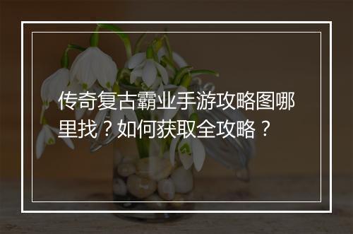 传奇复古霸业手游攻略图哪里找？如何获取全攻略？
