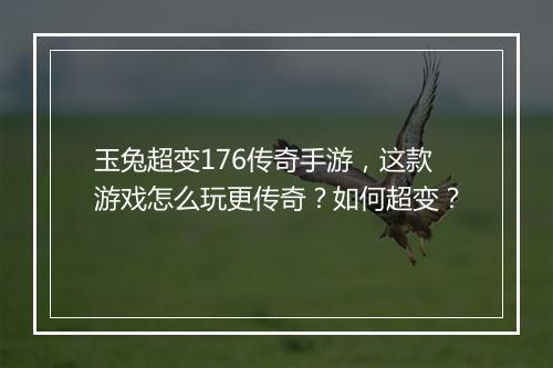 玉兔超变176传奇手游，这款游戏怎么玩更传奇？如何超变？