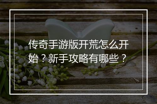 传奇手游版开荒怎么开始？新手攻略有哪些？