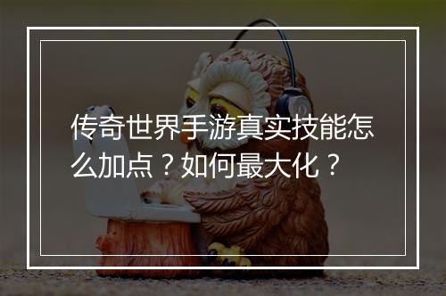 传奇世界手游真实技能怎么加点？如何最大化？