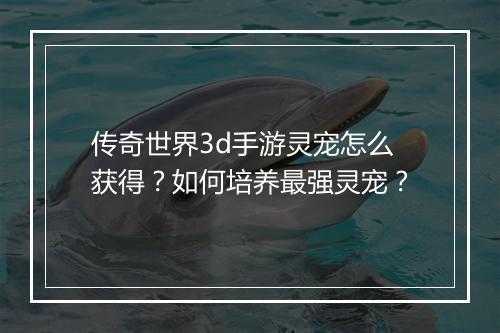 传奇世界3d手游灵宠怎么获得？如何培养最强灵宠？