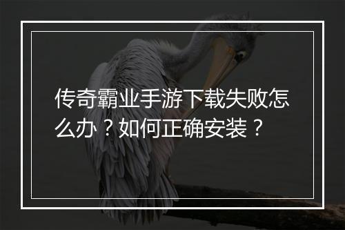 传奇霸业手游下载失败怎么办？如何正确安装？