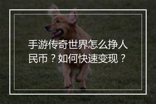 手游传奇世界怎么挣人民币？如何快速变现？