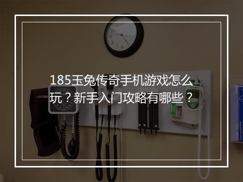 185玉兔传奇手机游戏怎么玩？新手入门攻略有哪些？