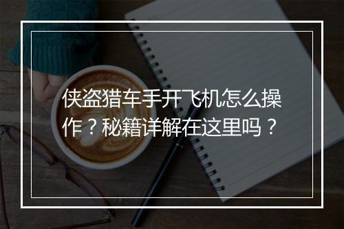 侠盗猎车手开飞机怎么操作？秘籍详解在这里吗？