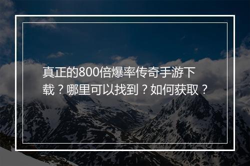 真正的800倍爆率传奇手游下载？哪里可以找到？如何获取？