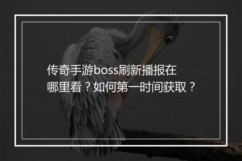 传奇手游boss刷新播报在哪里看？如何第一时间获取？