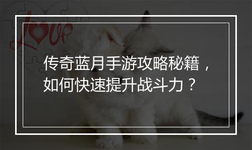 传奇蓝月手游攻略秘籍，如何快速提升战斗力？