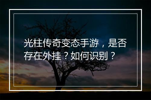 光柱传奇变态手游，是否存在外挂？如何识别？