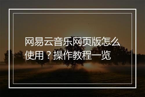 网易云音乐网页版怎么使用？操作教程一览