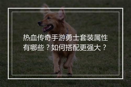 热血传奇手游勇士套装属性有哪些？如何搭配更强大？