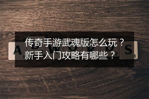 传奇手游武魂版怎么玩？新手入门攻略有哪些？