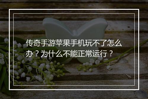 传奇手游苹果手机玩不了怎么办？为什么不能正常运行？