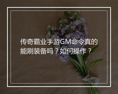 传奇霸业手游GM命令真的能刷装备吗？如何操作？