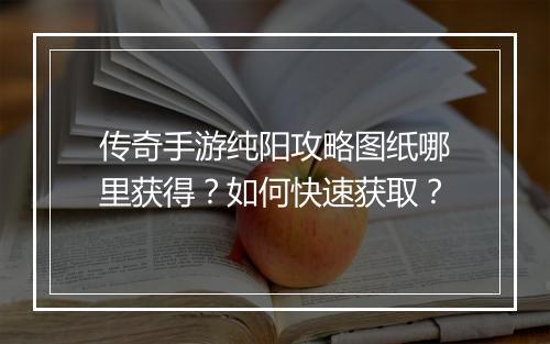 传奇手游纯阳攻略图纸哪里获得？如何快速获取？