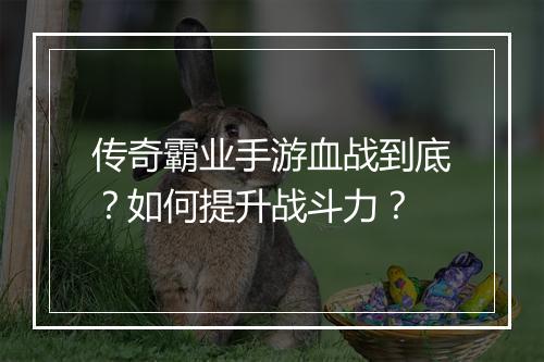 传奇霸业手游血战到底？如何提升战斗力？
