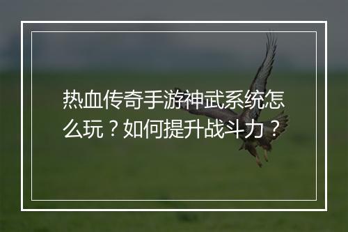 热血传奇手游神武系统怎么玩？如何提升战斗力？