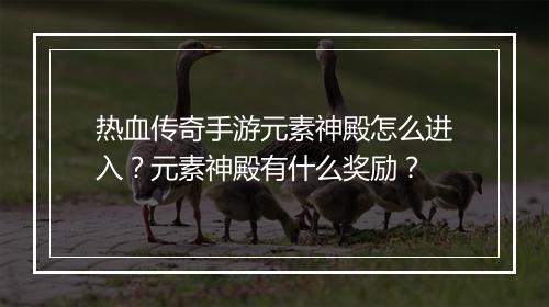 热血传奇手游元素神殿怎么进入？元素神殿有什么奖励？