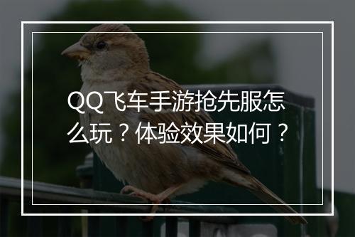 QQ飞车手游抢先服怎么玩？体验效果如何？