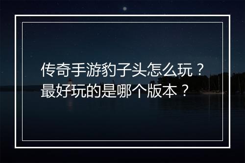 传奇手游豹子头怎么玩？最好玩的是哪个版本？