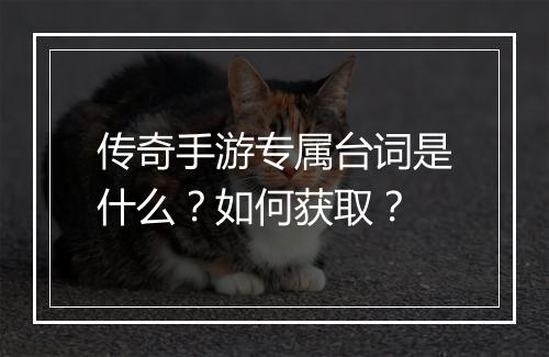 传奇手游专属台词是什么？如何获取？