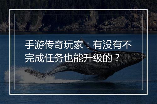手游传奇玩家：有没有不完成任务也能升级的？