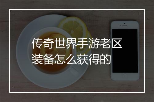 传奇世界手游老区装备怎么获得的