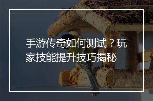 手游传奇如何测试?玩家技能提升技巧揭秘