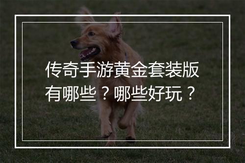 传奇手游黄金套装版有哪些？哪些好玩？