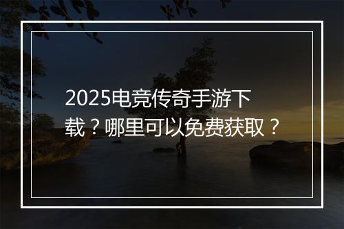 2025电竞传奇手游下载？哪里可以免费获取？