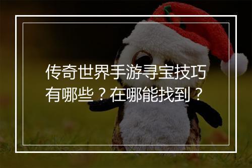 传奇世界手游寻宝技巧有哪些？在哪能找到？