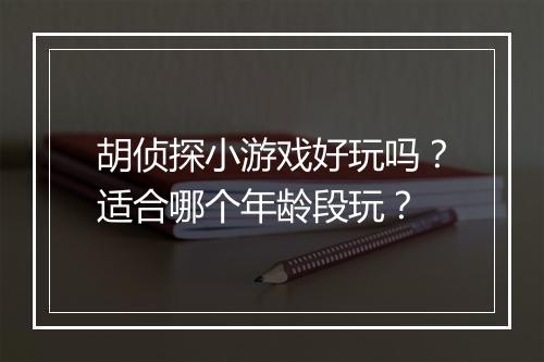 胡侦探小游戏好玩吗？适合哪个年龄段玩？