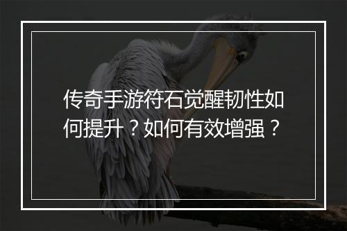 传奇手游符石觉醒韧性如何提升？如何有效增强？