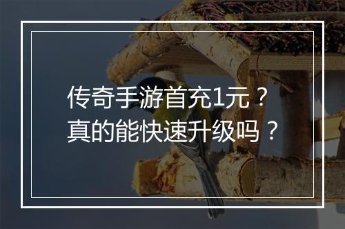 传奇手游首充1元？真的能快速升级吗？