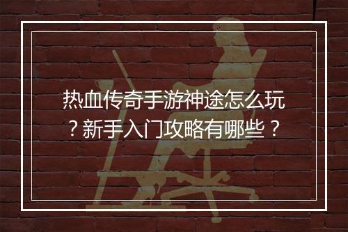 热血传奇手游神途怎么玩？新手入门攻略有哪些？