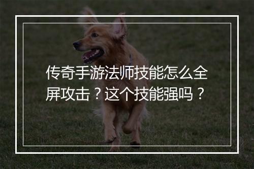 传奇手游法师技能怎么全屏攻击？这个技能强吗？