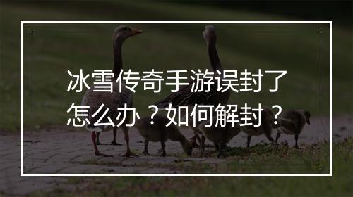 冰雪传奇手游误封了怎么办？如何解封？