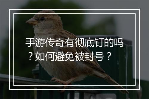 手游传奇有彻底钉的吗？如何避免被封号？