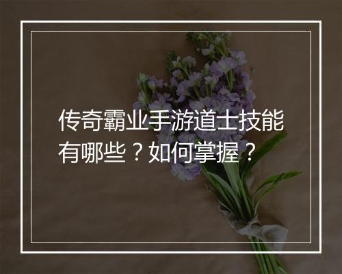 传奇霸业手游道士技能有哪些？如何掌握？