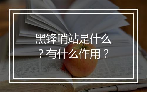 黑锋哨站是什么？有什么作用？