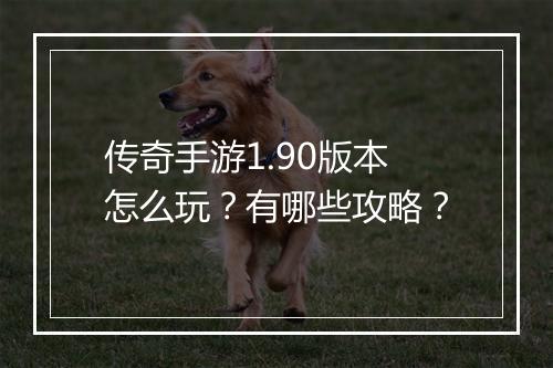 传奇手游1.90版本怎么玩？有哪些攻略？