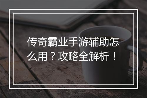 传奇霸业手游辅助怎么用？攻略全解析！