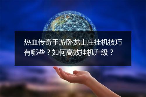 热血传奇手游卧龙山庄挂机技巧有哪些？如何高效挂机升级？
