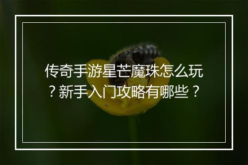 传奇手游星芒魔珠怎么玩？新手入门攻略有哪些？