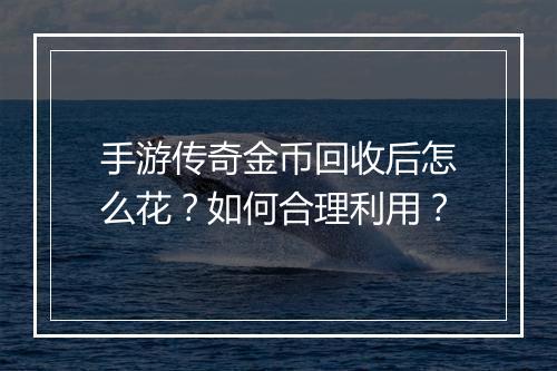 手游传奇金币回收后怎么花？如何合理利用？