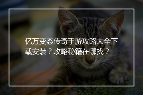 亿万变态传奇手游攻略大全下载安装？攻略秘籍在哪找？