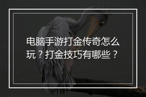电脑手游打金传奇怎么玩？打金技巧有哪些？